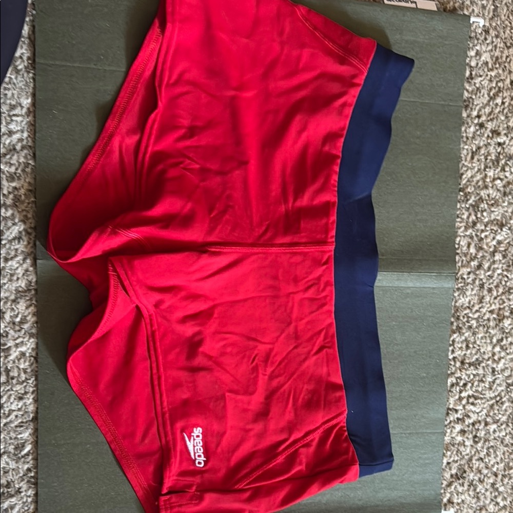 Speedo Red and Blue Swim Trunks